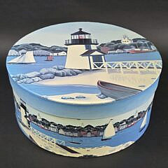 Set of Three Claire Murray Nantucket Decorated Nesting Hat Boxes