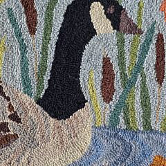 Vintage Claire Murray Pictorial Goose Hooked Rug Carpet, 20th century