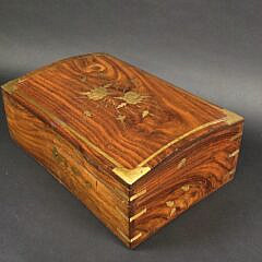 Vintage Brass Bound and Inlaid Box, 20th century