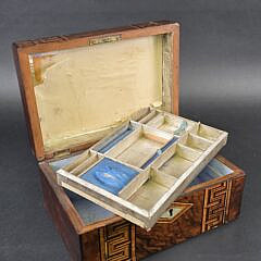 Fine Antique Croch Mahogany Geometric Inlaid Jewelry Box, 19th century