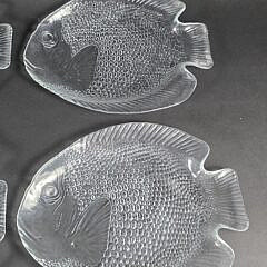 Set of Eight French Clear Glass Figural Fish Plates