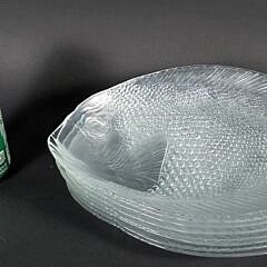 Set of Eight French Clear Glass Figural Fish Plates