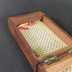Antique Inlaid Folding Traveling Cribbage Board, 19th century