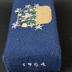 Vintage Erica Wilson Pictorial Nantucket Basket Needlepoint Doorstop, 20th century