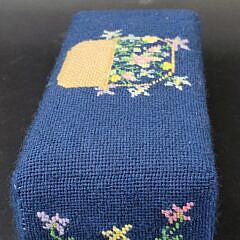 Vintage Erica Wilson Pictorial Nantucket Basket Needlepoint Doorstop, 20th century