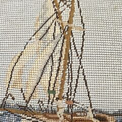 Vintage Erica Wilson Pictorial Sailing Yacht Nantucket Pillow, 20th century