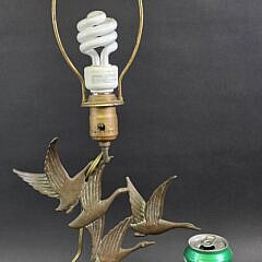 Vintage Art Deco Figural Flying Ducks Bronze Lamp, 20th century