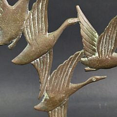 Vintage Art Deco Figural Flying Ducks Bronze Lamp, 20th century