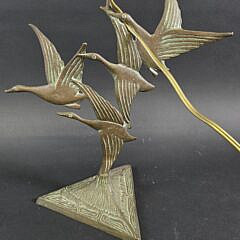 Vintage Art Deco Figural Flying Ducks Bronze Lamp, 20th century