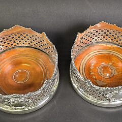 Pair of Antique Sheffield Silver Plated Wine Coasters, circa 1920s