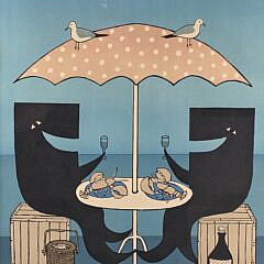 Scarce Vintage Maggie Meredith Silk Screen Poster, “Happiness is Nantucket”