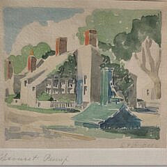 Scarce Doris and Richard Beer Nantucket Watercolor on Paper “Sconset Pump”, 20th century
