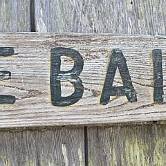 Vintage Antique Style Live Bait Paint Decorated Boat Oar Trade Sign, 20th century