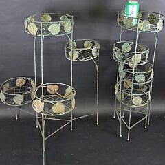 Pair of Vintage Green Painted Floral Mechanical Planters, 20th century