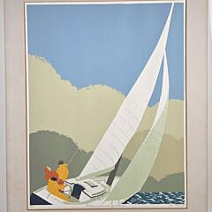 Vintage Donn Russell Limited Edition Silk Screen, “Beating to Windward-off Nantucket”