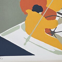 Vintage Donn Russell Limited Edition Silk Screen, “Beating to Windward-off Nantucket”