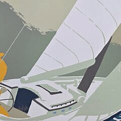 Vintage Donn Russell Limited Edition Silk Screen, “Beating to Windward-off Nantucket”