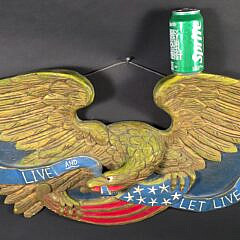 Vintage Bellamy Style Carved and Gilt American Eagle Patriotic Wall Plaque, 20th century