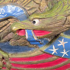 Vintage Bellamy Style Carved and Gilt American Eagle Patriotic Wall Plaque, 20th century