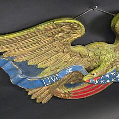 Vintage Bellamy Style Carved and Gilt American Eagle Patriotic Wall Plaque, 20th century