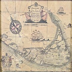 Vintage Austin Strong Pictorial Nantucket Map Ceramic Wall Tile, 20th century