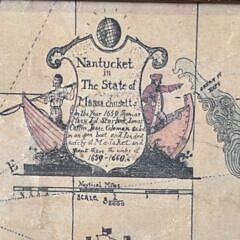 Vintage Austin Strong Pictorial Nantucket Map Ceramic Wall Tile, 20th century
