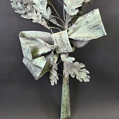 Vintage Patinated Copper Foliate Olive Branch and Bow, 20th century
