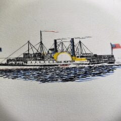 Set of Five Vintage Pictorial Porcelain Ship Plates, 20th century