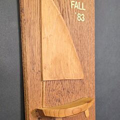 Vintage Carved Burlwood Boat Makers Half Hull Sailboat Plaque, 20th century