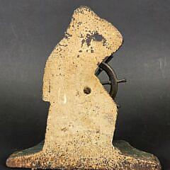 Scarce Antique Old Salt Fisherman at The Helm Cast Iron Doorstop, circa 1920s