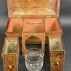 Antique British Regency Birdseye Maple Double Compartment Tea Caddy, 19th century