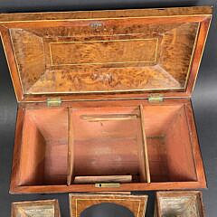 Antique British Regency Birdseye Maple Double Compartment Tea Caddy, 19th century
