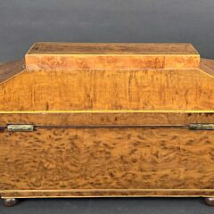 Antique British Regency Birdseye Maple Double Compartment Tea Caddy, 19th century