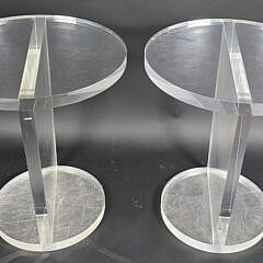 Pair of Mid Century Modern Round Lucite End Tables, 20th century