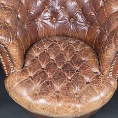 Pair of Vintage Tufted Leather Chesterfield Style Open Arm Lounge Club Chairs, 20th century
