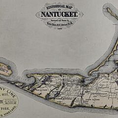Vintage Reverend Ewer 1869 Historical Map of Nantucket Tinted Reprint, 20th century