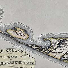 Vintage Reverend Ewer 1869 Historical Map of Nantucket Tinted Reprint, 20th century