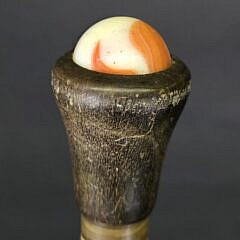 Antique Horn and Ebony Continuous Spacer Walking Stick