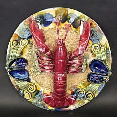 Antique Portuguese Palissy Ware Majolica Lobster Charger Plate
