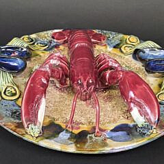 Antique Portuguese Palissy Ware Majolica Lobster Charger Plate
