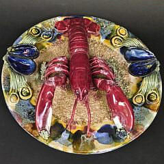 Antique Portuguese Palissy Ware Majolica Lobster Charger Plate