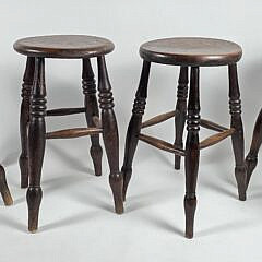 Set of Four Antique English Oak Plank Seat Stools, 19th century