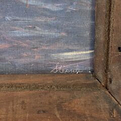 Vintage Charles Stepule Oil on Artist Board, “Island Service Wharf”, Painting, 20th century