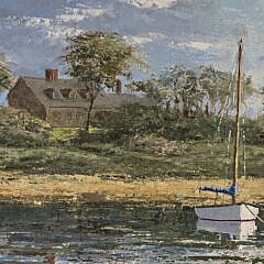 Greg G.S. Hill Nantucket Oil on Linen, “Polpis Harbor Serenity”, Painting