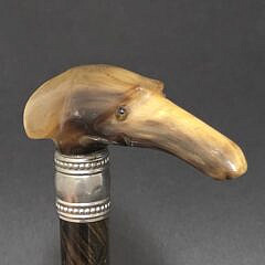 Antique Carved Horn Whippet Dog Head Cane Grip, 19th century