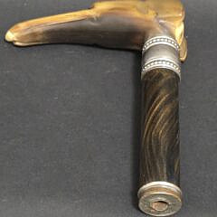 Antique Carved Horn Whippet Dog Head Cane Grip, 19th century