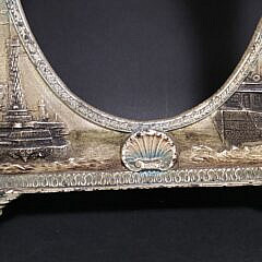 Vintage Painted Cast Iron United States Navy Souvenir Picture Frame, 20th century
