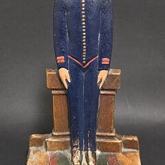 Scarce Antique Painted Cast Iron Figural Bellhop Valet Doorstop, circa 1920s