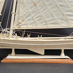 Vintage Azorian Carved Bone Whaling Longboat Model, 20th century