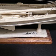 Vintage Azorian Carved Bone Whaling Longboat Model, 20th century